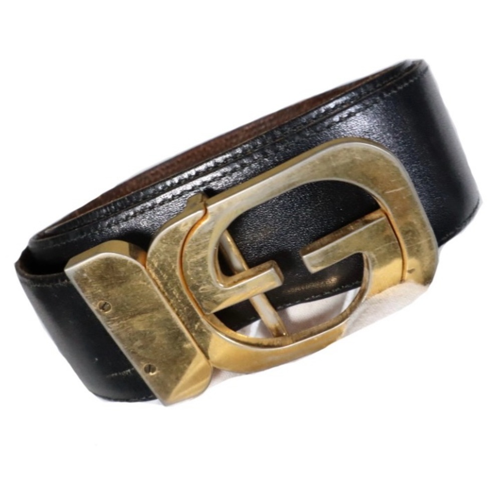 Gucci Black Leather Belt with Gold Buckle